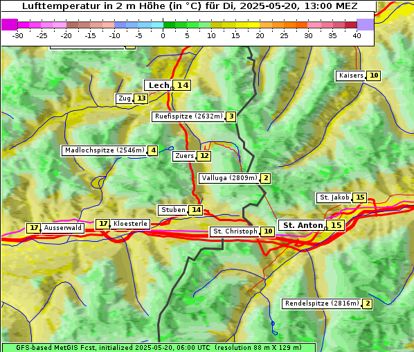 Temperatur, 20. 5. 2025