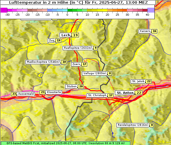 Temperatur, 27. 6. 2025