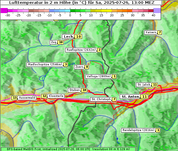 Temperatur, 26. 7. 2025