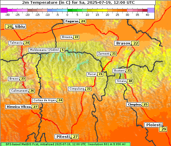 Temperatur, 19. 7. 2025