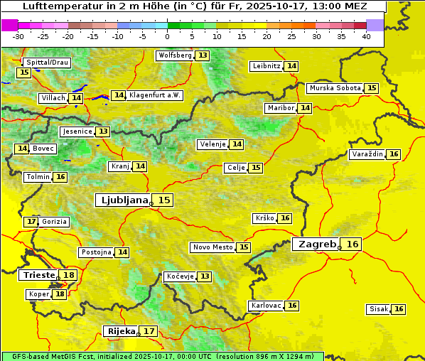 Temperatur, 17. 10. 2025