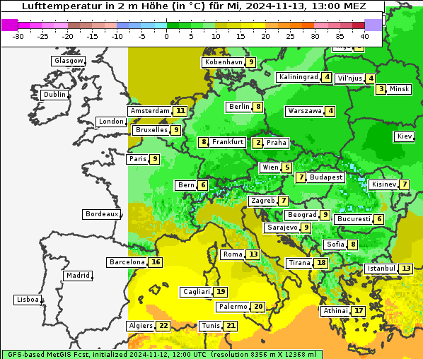 Temperatur, 13. 11. 2024