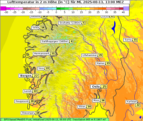 Temperatur, 13. 8. 2025