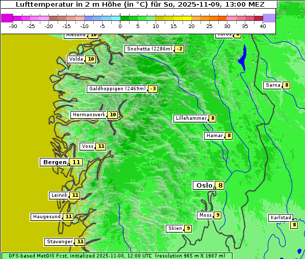 Temperatur, 9. 11. 2025