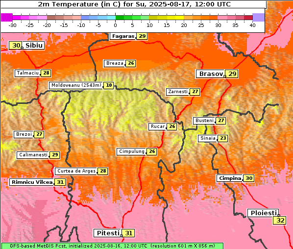 Temperatur, 17. 8. 2025