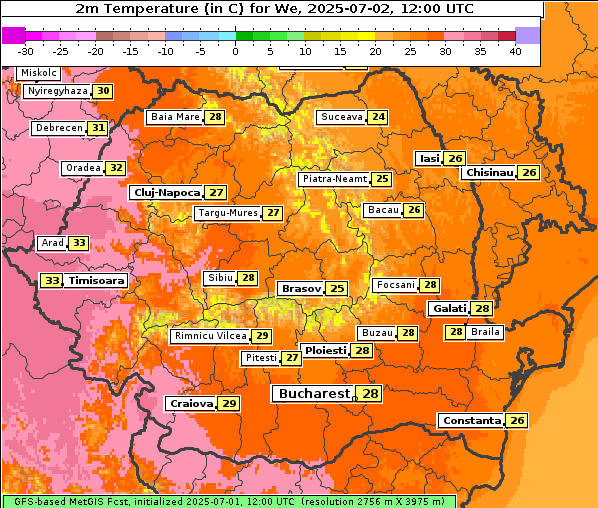 Temperatur, 2. 7. 2025