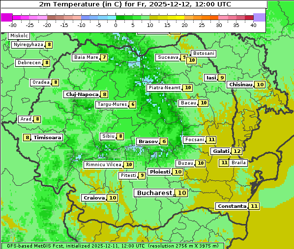 Temperatur, 12. 12. 2025