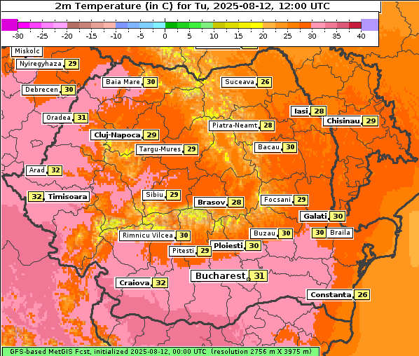 Temperatur, 12. 8. 2025