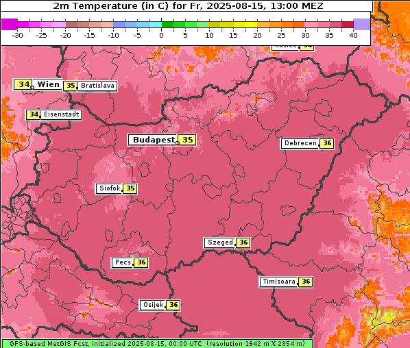 Temperatur, 15. 8. 2025