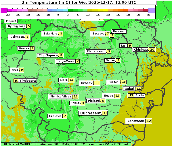 Temperatur, 17. 12. 2025