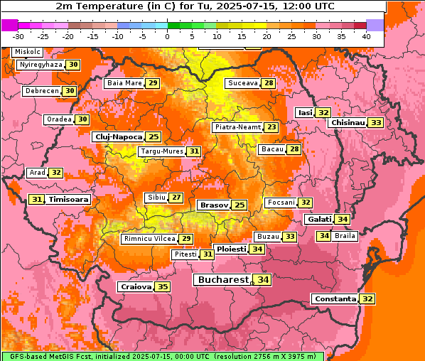 Temperatur, 15. 7. 2025