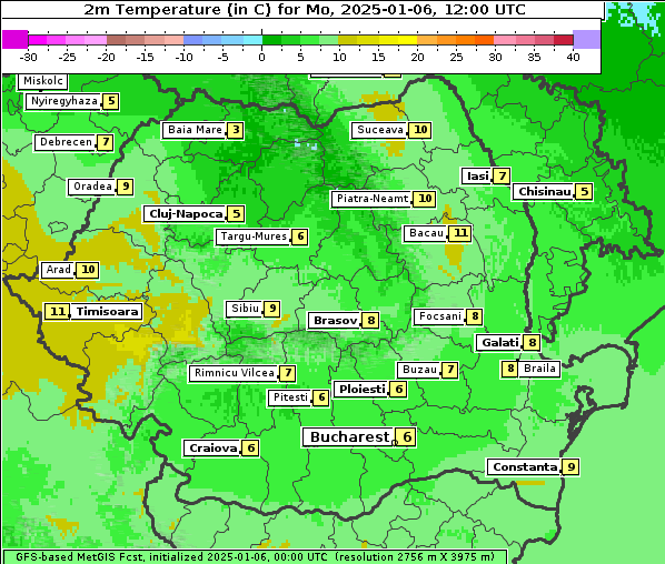 Temperatur, 6. 1. 2025