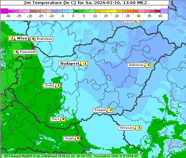 Temperatur, 10. 1. 2026
