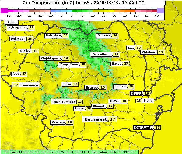 Temperatur, 29. 10. 2025