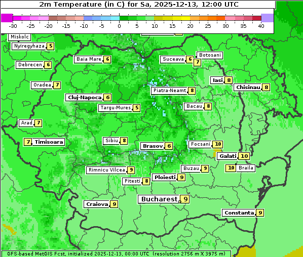 Temperatur, 13. 12. 2025