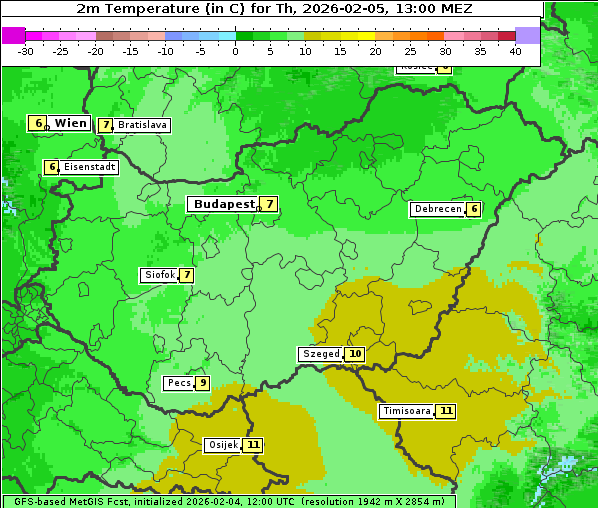 Temperatur, 5. 2. 2026