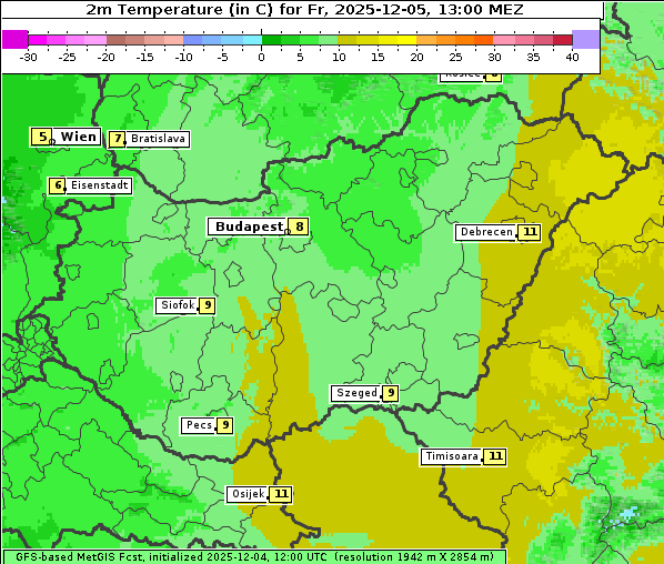 Temperatur, 5. 12. 2025