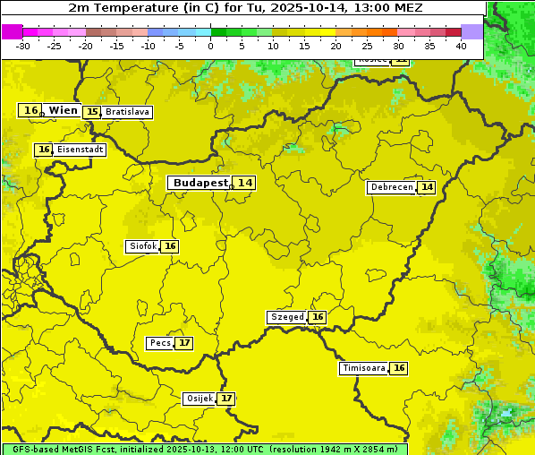 Temperatur, 14. 10. 2025
