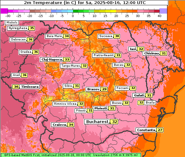 Temperatur, 16. 8. 2025