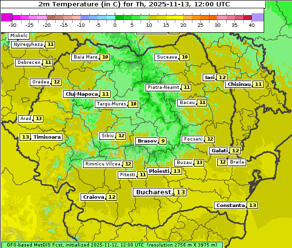 Temperatur, 13. 11. 2025