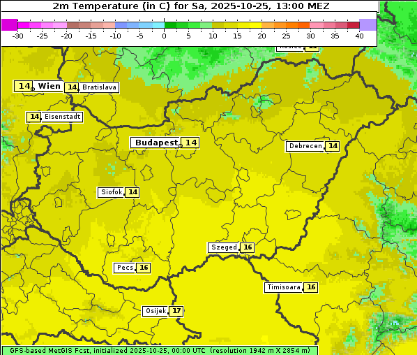 Temperatur, 25. 10. 2025