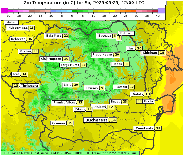 Temperatur, 25. 5. 2025