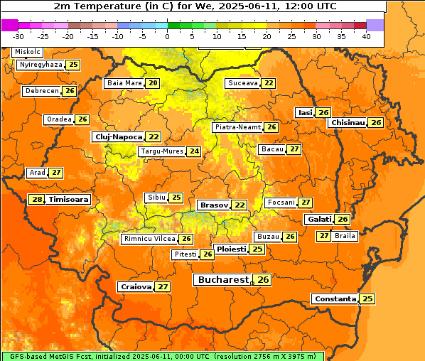 Temperatur, 11. 6. 2025