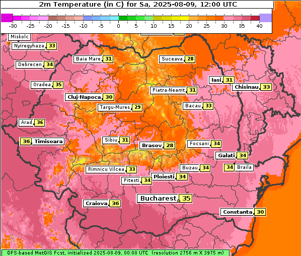 Temperatur, 9. 8. 2025