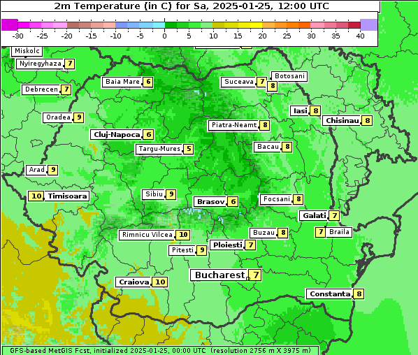 Temperatur, 25. 1. 2025