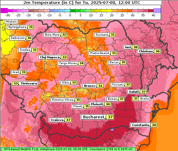 Temperatur, 8. 7. 2025
