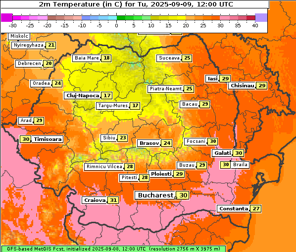 Temperatur, 9. 9. 2025