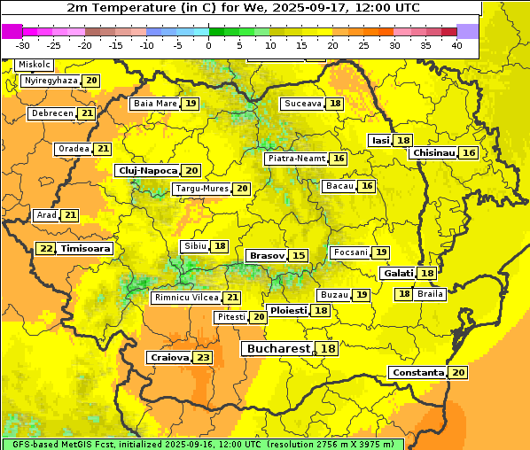 Temperatur, 17. 9. 2025