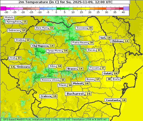 Temperatur, 9. 11. 2025