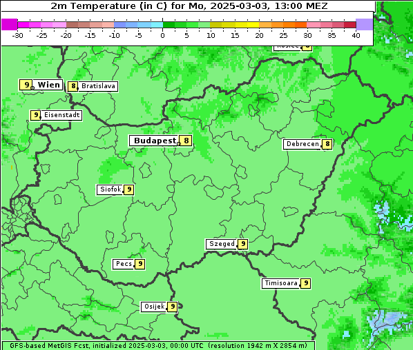 Temperatur, 3. 3. 2025