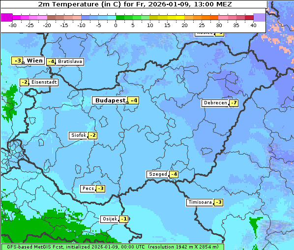 Temperatur, 9. 1. 2026