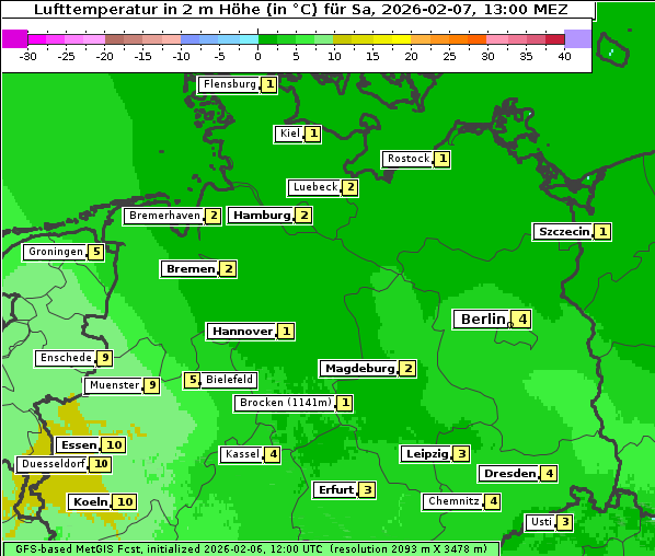 Temperatur, 7. 2. 2026