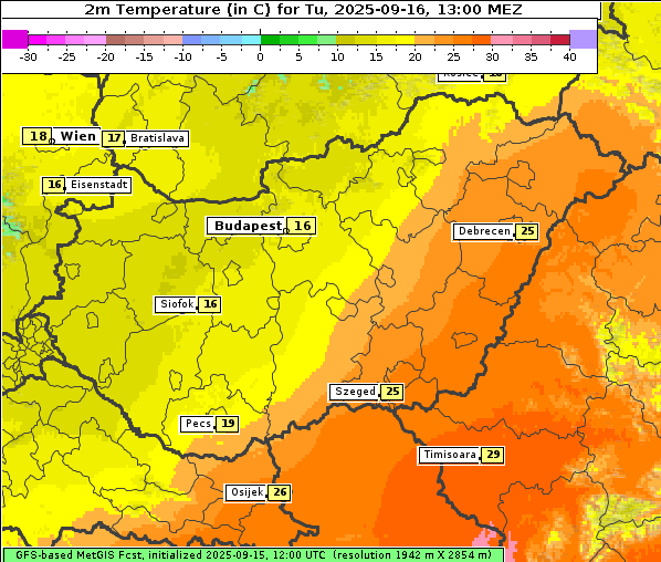 Temperatur, 16. 9. 2025