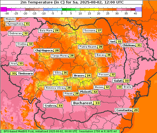 Temperatur, 2. 8. 2025