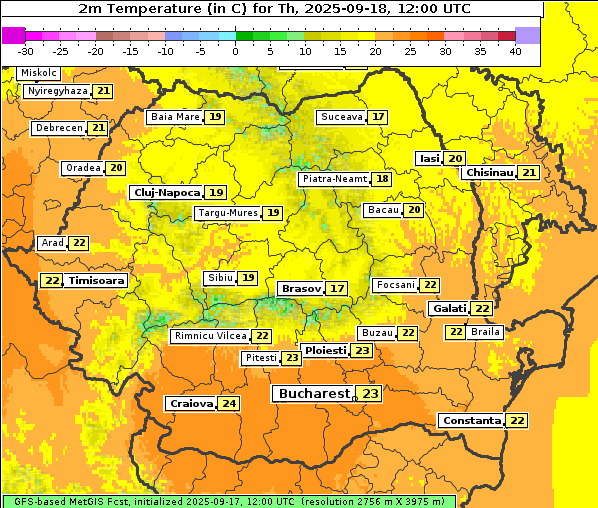 Temperatur, 18. 9. 2025
