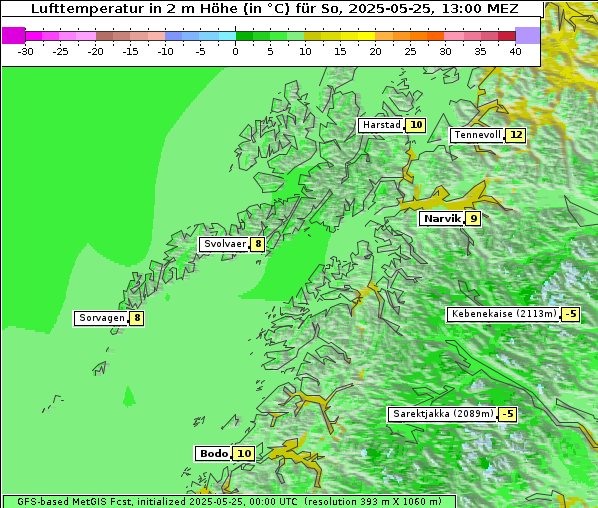 Temperatur, 25. 5. 2025