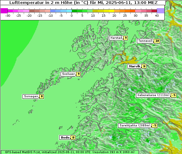 Temperatur, 11. 6. 2025