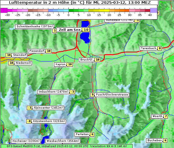 Temperatur, 12. 3. 2025