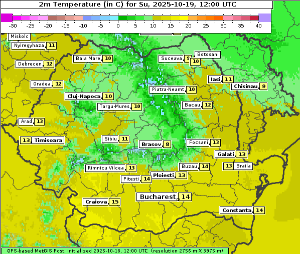 Temperatur, 19. 10. 2025