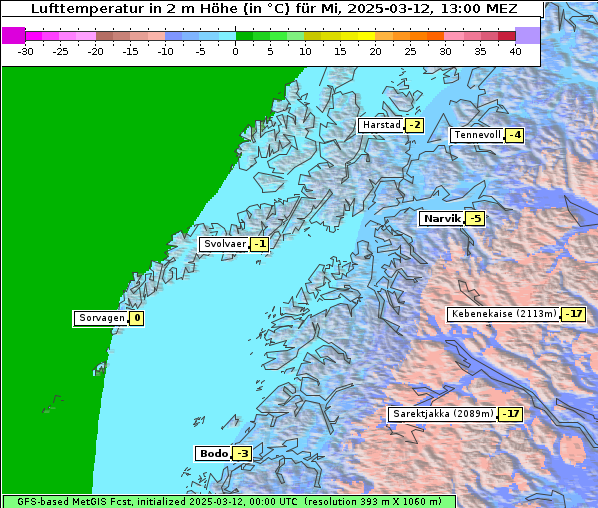 Temperatur, 12. 3. 2025