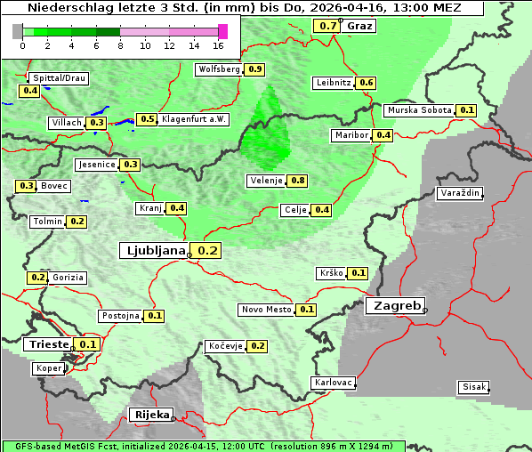 Niederschlag, 16. 4. 2026