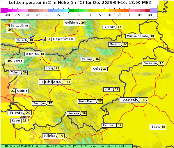 Temperatur, 16. 4. 2026