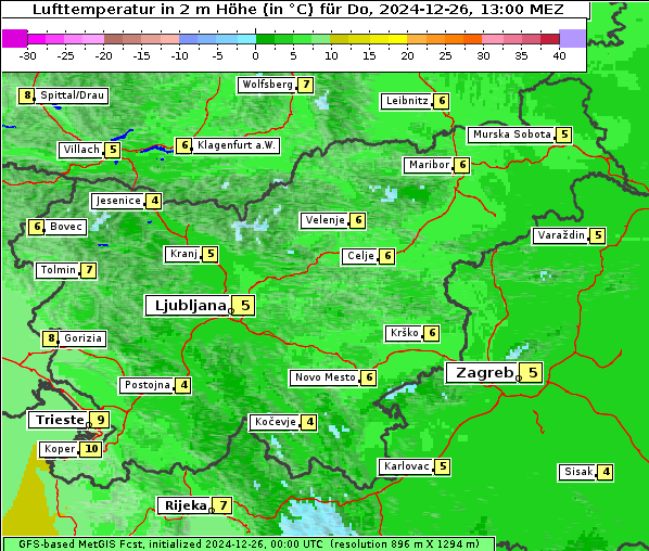 Temperatur, 26. 12. 2024