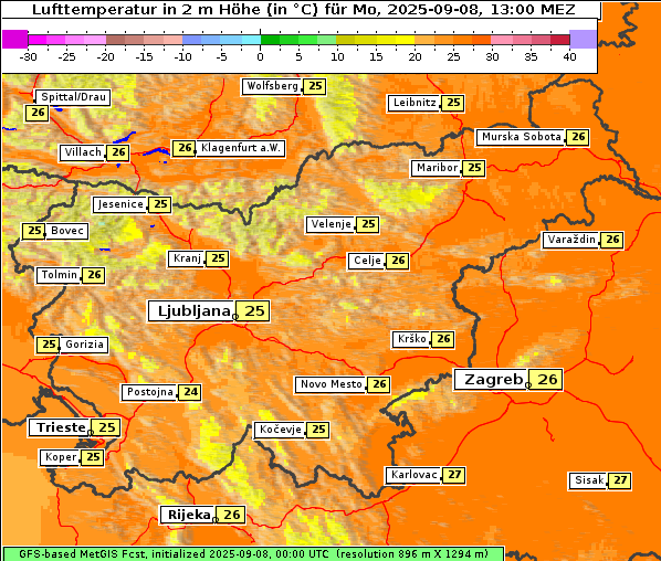 Temperatur, 8. 9. 2025
