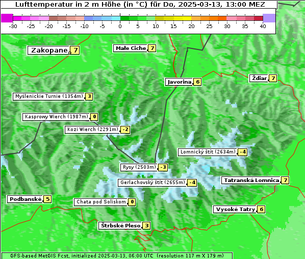 Temperatur, 13. 3. 2025