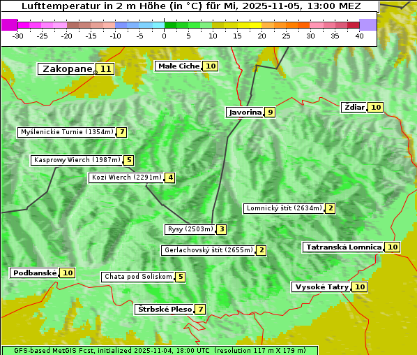 Temperatur, 5. 11. 2025